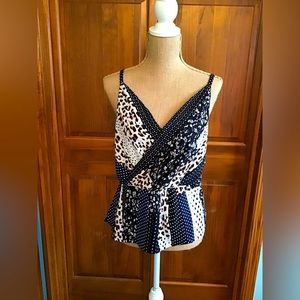 CAbi Camisole Crossover Animal Print with Polka dots, Size 6